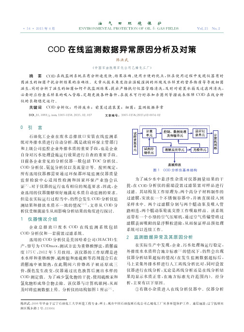 COD在线监测数据异常原因分析及对策-油气田环境保护