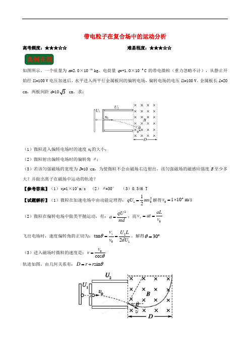 2018年高考物理一轮复习 专题 带电粒子在复合场中的运动分析每日一题