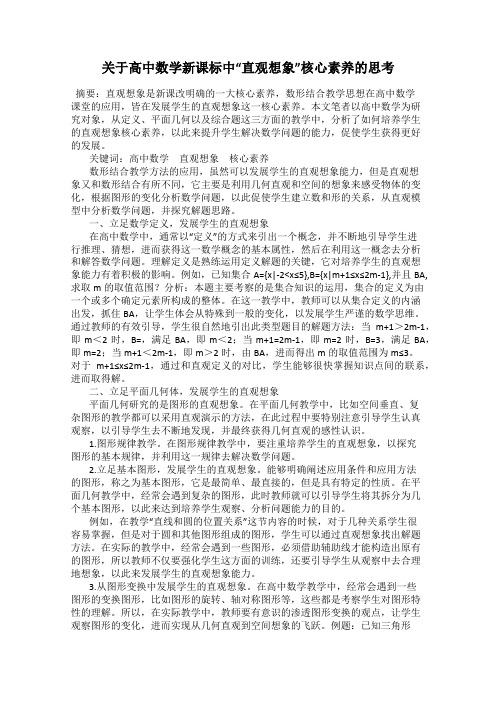 关于高中数学新课标中“直观想象”核心素养的思考