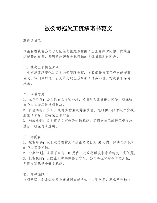 被公司拖欠工资承诺书范文