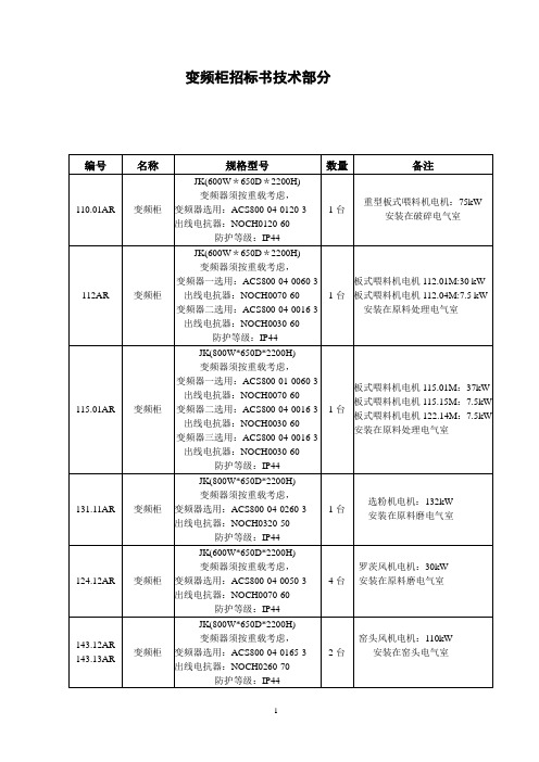 变频柜标书技术部分