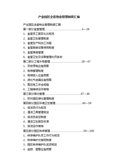 产业园区全套物业管理制度汇编