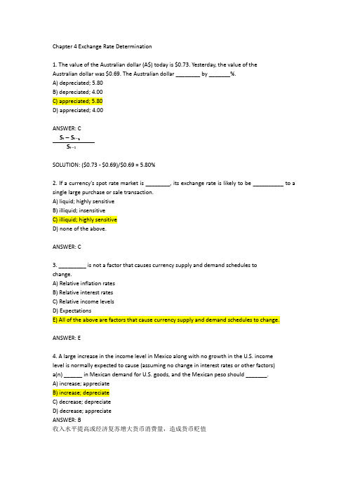 Chapter 4 Exchange Rate Determination练习