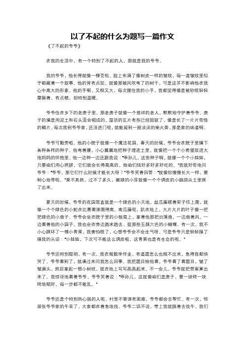 以了不起的什么为题写一篇作文