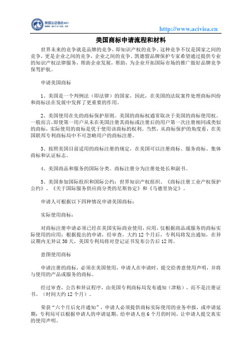 美国商标申请流程和材料