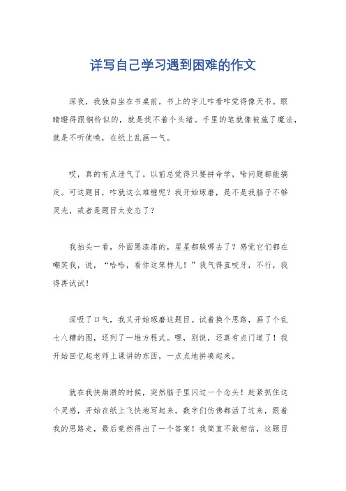 详写自己学习遇到困难的作文