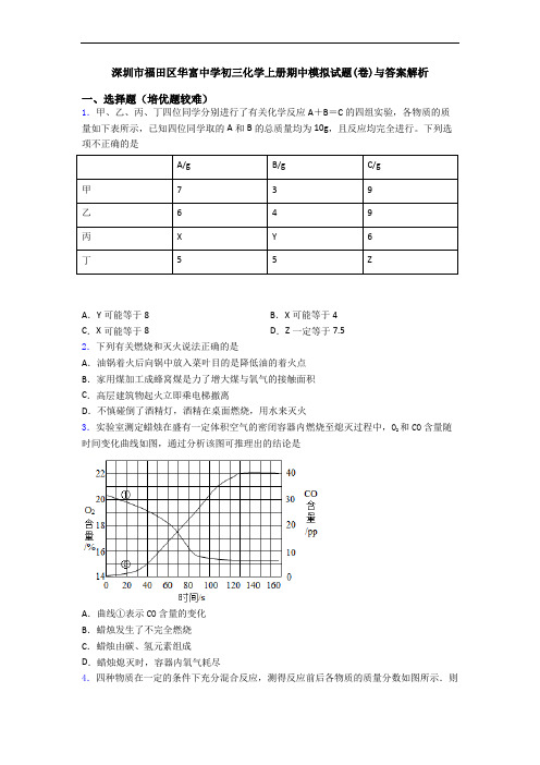 深圳市福田区华富中学初三初三化学上册期中模拟试题(卷)与答案解析