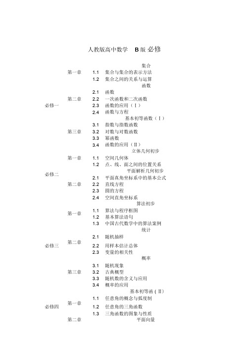 人教版高中数学B版目录