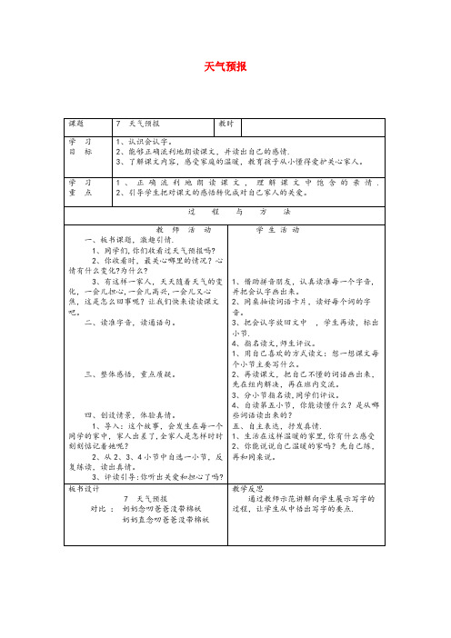 山西省大同市三小一年级语文下册第二单元7天气预报教案语文A版(2)