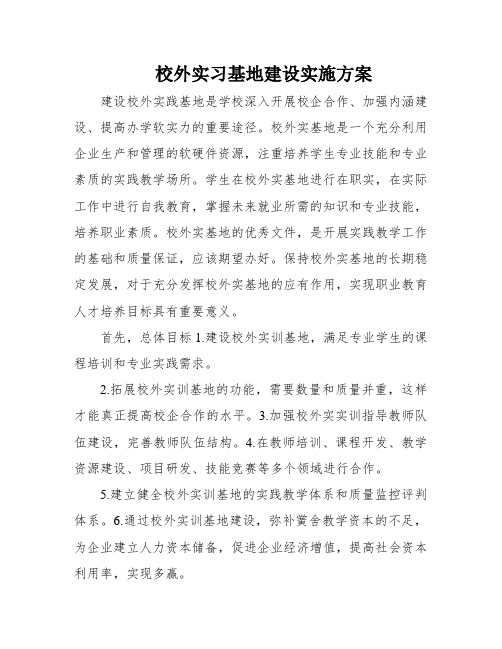 校外实习基地建设实施方案