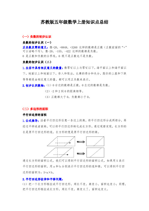 (完整版)苏教版五年级数学上册知识点归纳总结