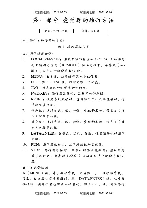 安川变频器的调试及参数设置表(齐全)之欧阳体创编