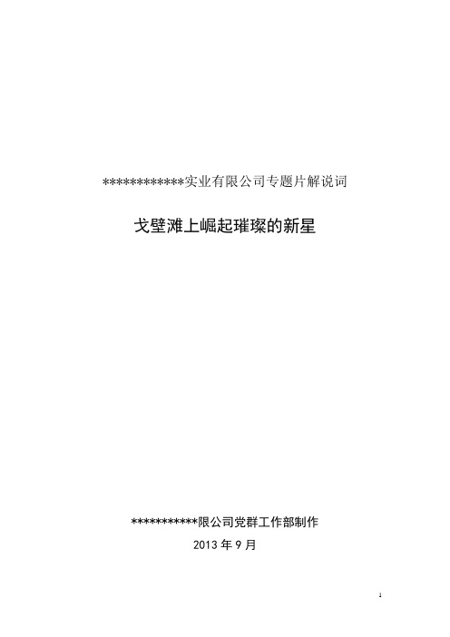 企业专题片解说词----戈壁滩上升起璀璨的新星