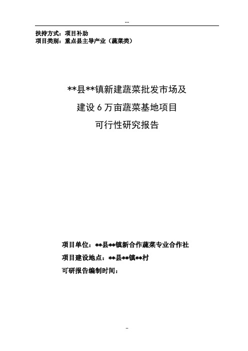 新建蔬菜批发市场及建设6万亩蔬菜基地项目可行性研究报告