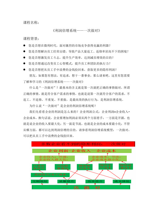 利润倍增系统——一次做对