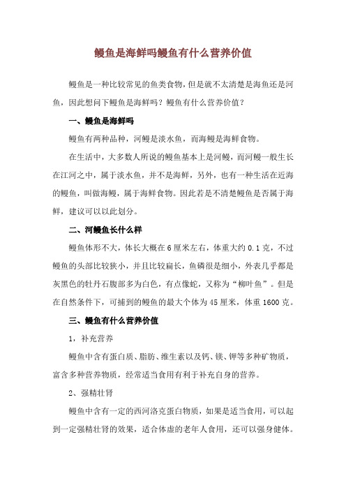 鳗鱼是海鲜吗 鳗鱼有什么营养价值