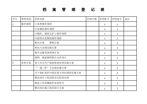 档案管理登记表