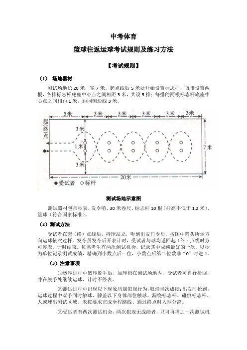 中考体育篮球运球考试规则及练习方法(附场地图)