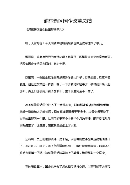 浦东新区国企改革总结