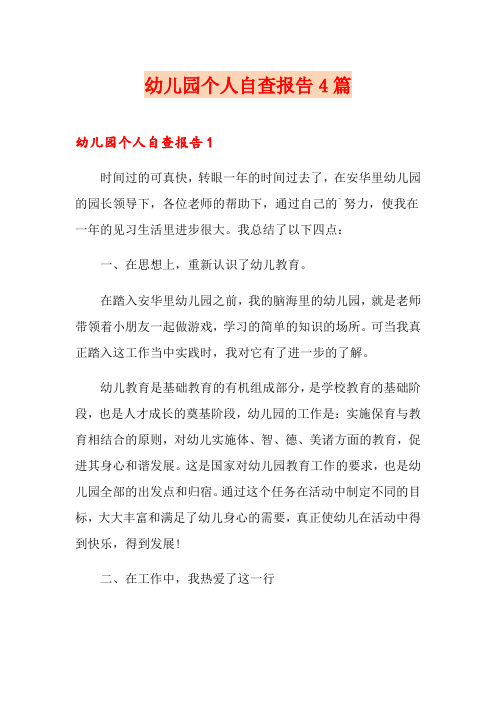 幼儿园个人自查报告4篇
