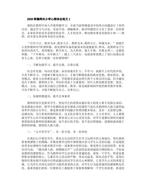 2020师德师风小学心得体会范文5篇大全