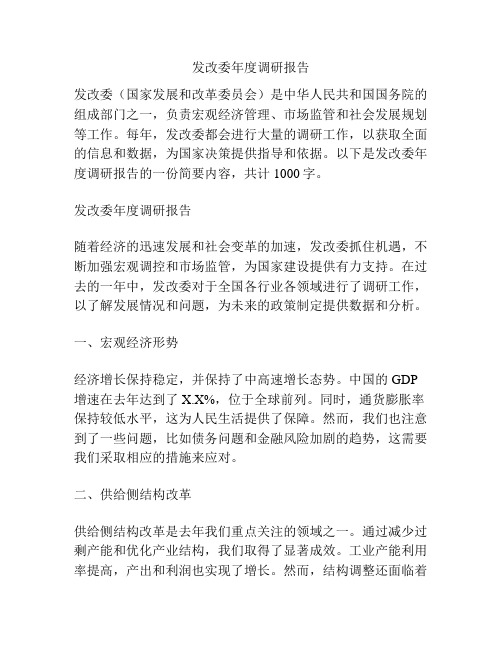 发改委年度调研报告