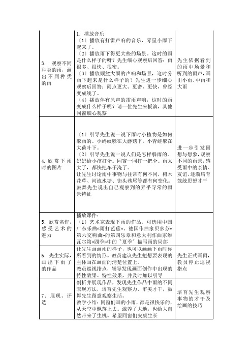 一年级上美术教案下雨啦人教新课标