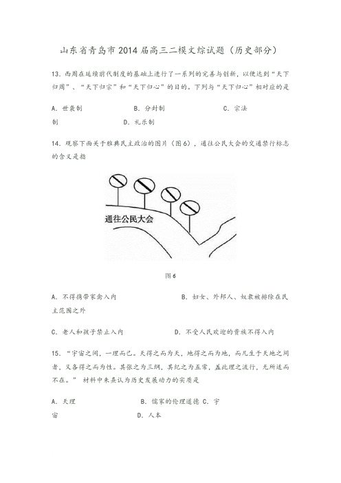 山东省青岛市2014届高三二模文综试题