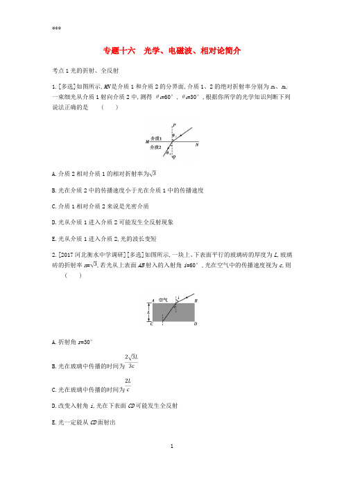 2019版高考物理总复习专题十六光学、电磁波、相对论简介习思用