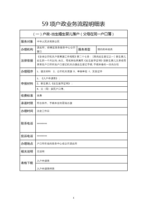 59项户政业务流程明细表【模板】