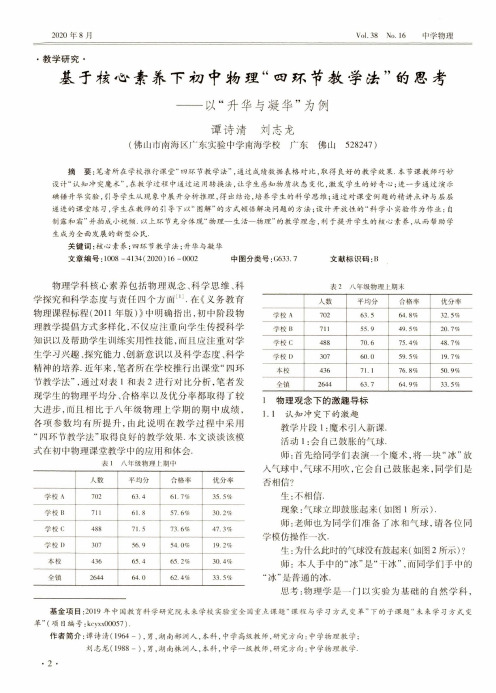 基于核心素养下初中物理“四环节教学法”的思考——以“升华与凝华”为例