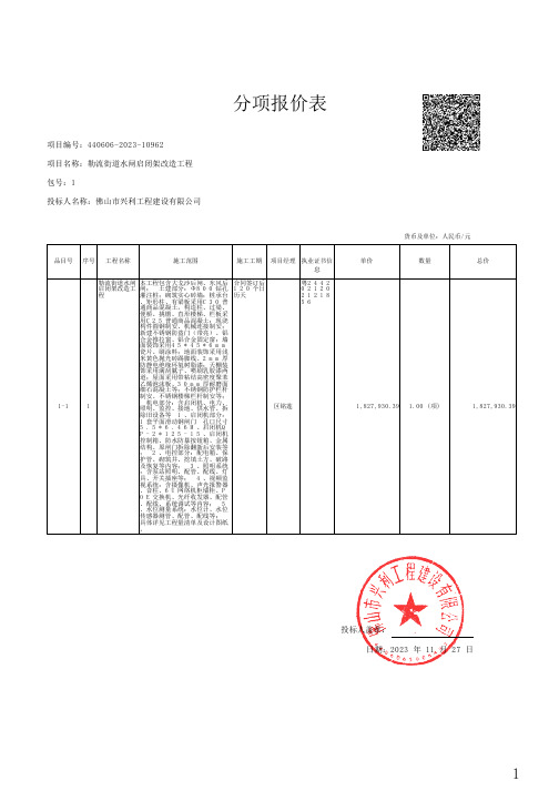 分项报价表