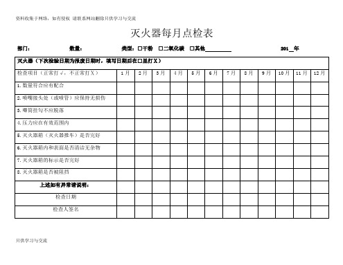 灭火器每月点检表