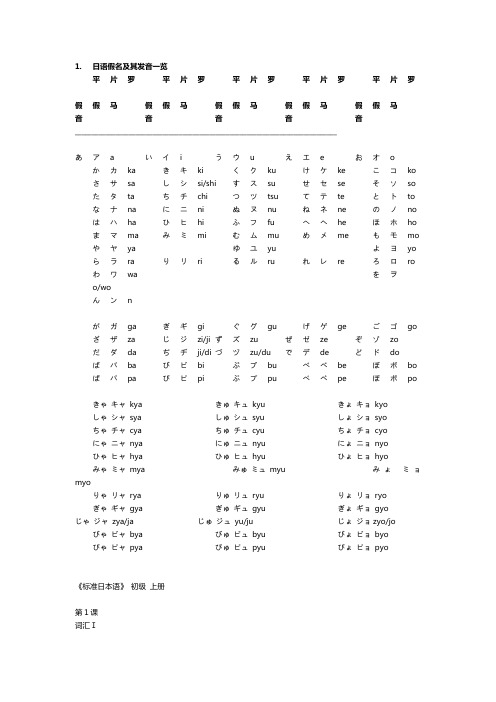 《标准日本语》 初级 上册单词
