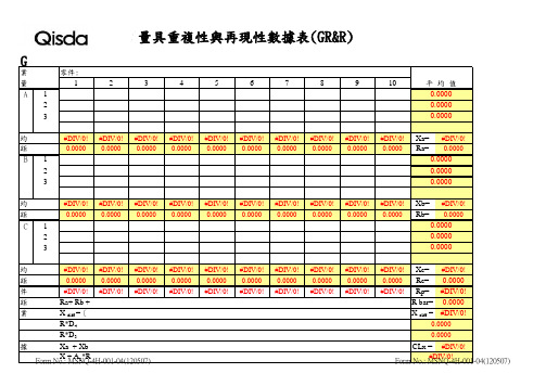 GRR分析记录表(人员测试)