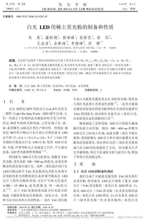 白光LED用稀土荧光粉的制备和性质_吴昊
