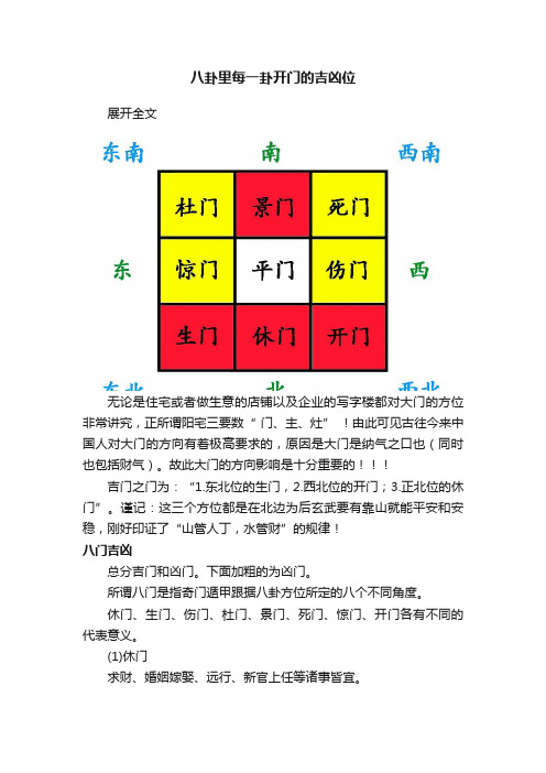 八卦里每一卦开门的吉凶位