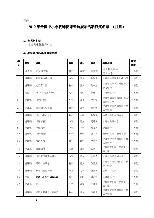 2010年全国说课活动