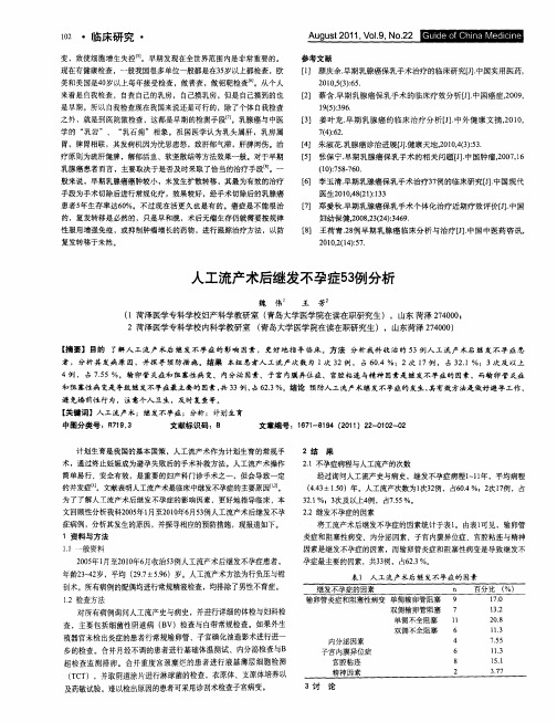 人工流产术后继发不孕症53例分析