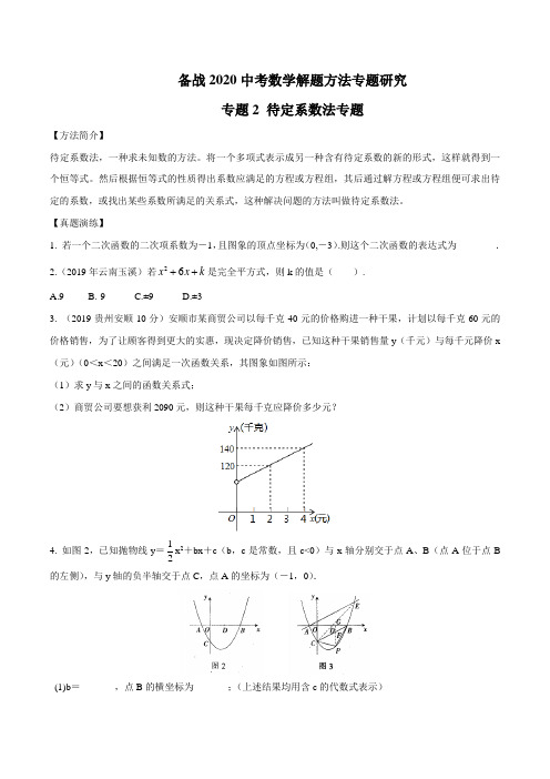 专题02 待定系数法专题研究(原卷版)