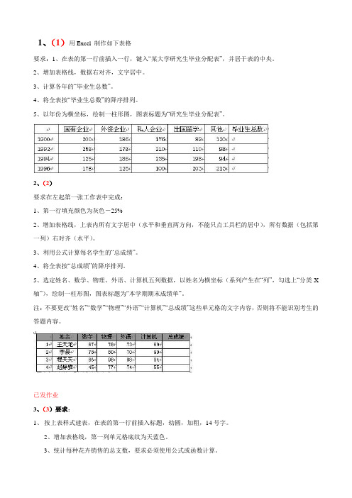 word、excel操作题练习