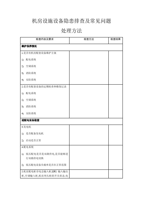 机房设施设备隐患排查及常见问题处理方法