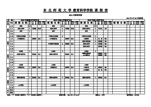 东 北 师 范 大 学 教育科学学院 课 程 表