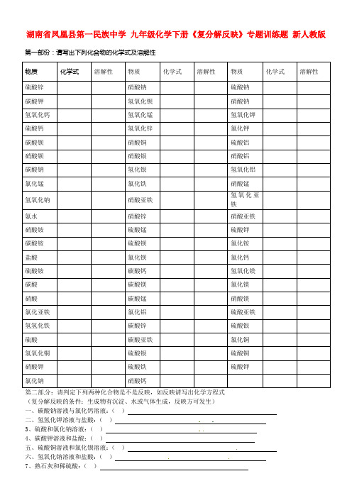 九年级化学下册复分解反映专题训练题无答案新人教版