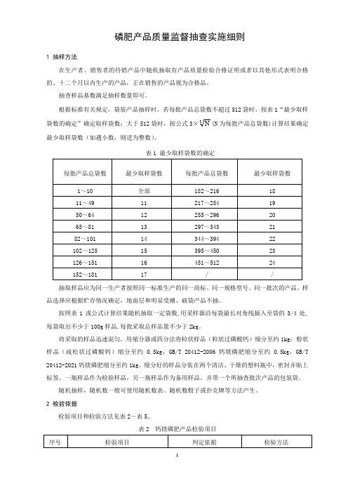 磷肥产品质量监督抽查实施细则