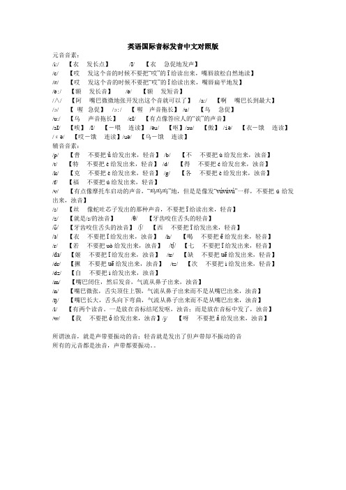 英语国际音标发音中文对照版