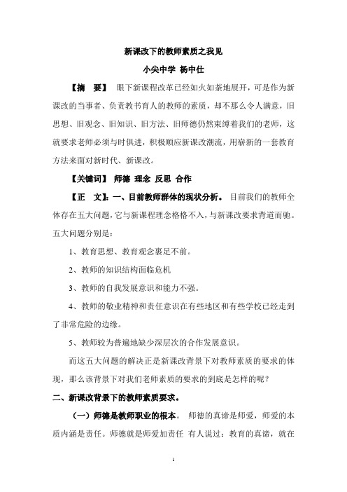 新课改下的教师素质之我见