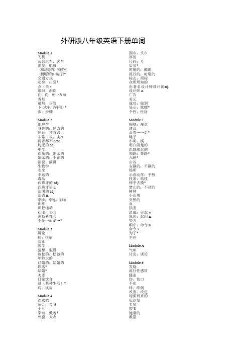 外研版九年级英语下册单词默写