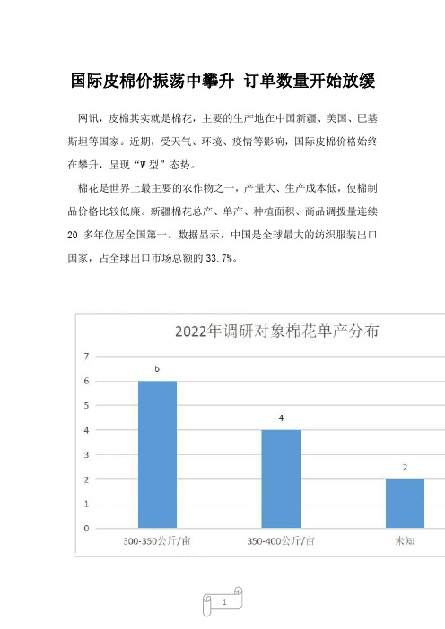 2023年国际皮棉价振荡中攀升订单数量开始放缓