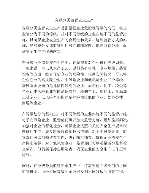 分级分类监管安全生产